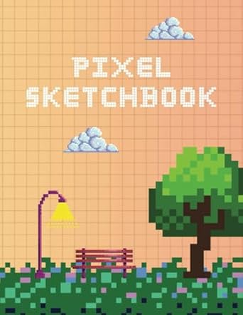 pixel art sketchbook blank 5x5 mm square grid paper to create patterns and digial art designs for indie game