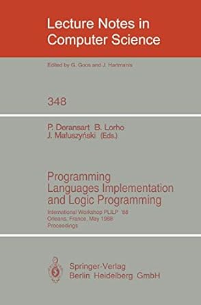 programming languages implementation and logic programming international workshop plilp 88 orleans france may