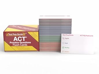 act practice question study cards 2025 2026 act prep with practice test questions full color cards 1st
