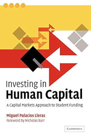 investing in human capital a capital markets approach to student funding 1st edition miguel palacios lleras
