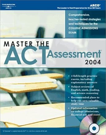 master the act assessment 2004/e w/cd 1st edition arco 0768912040, 978-0768912043