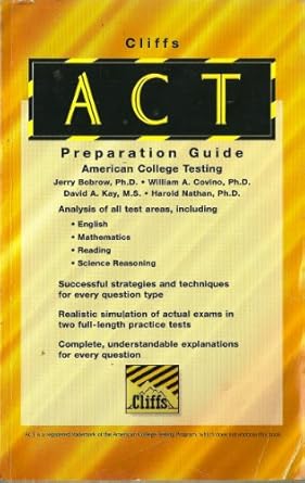 cliffs act preparation guide english math reading science reasoning 1st edition jerry bobrow ,william a