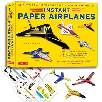instant paper airplanes kit 12 pop out airplanes you tape together and fly in minutes 12 precut pop out