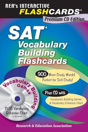 sat vocabulary building flashcard book w/ cd rom prep pap/cdr edition the editors of rea 0738604720,