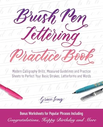 brush pen lettering practice book modern calligraphy drills measured guidelines and practice sheets to