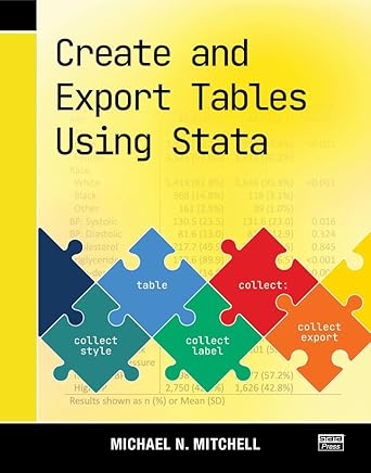 create and export tables using stata 1st edition michael n mitchell 1597183695, 978-1597183697