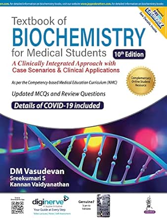 textbook of biochemistry for medical students 10th edition dm vasudevan 935465648x, 978-9354656484