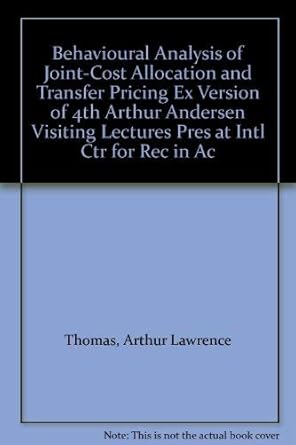 behavioural analysis of joint cost allocation and transfer pricing ex version of 4th arthur andersen visiting