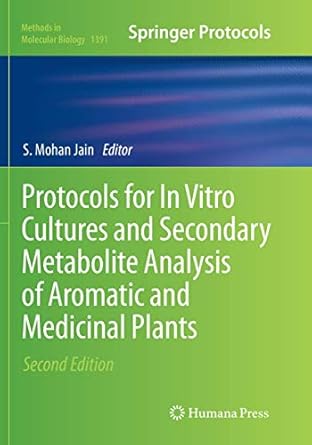 protocols for in vitro cultures and ary metabolite analysis of aromatic and medicinal plants 1st edition s