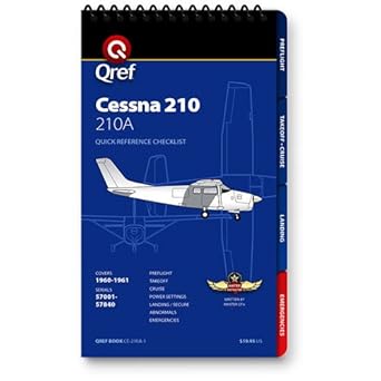 cessna 210/210a qref checklist book 1st edition jason clemens 1607864592, 978-1607864592