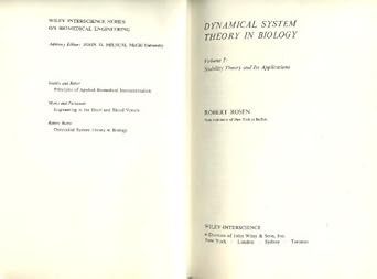 dynamical system theory in biology vol 1 stability theory and its applications 1st edition  0471735507,