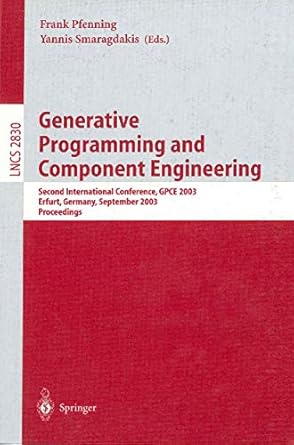 generative programming and component engineering second international conference gpce 2003 erfurt germany