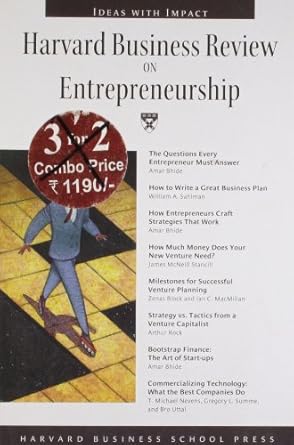 harvard business review on entrepreneurship 1st edition harvard business school press 0875849105,