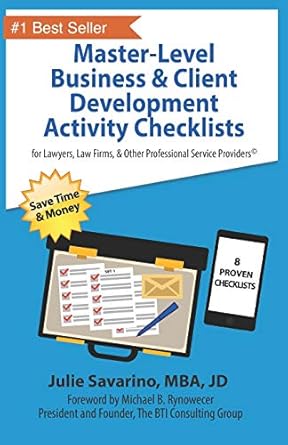 master level business and client development activity checklists set 1 for lawyers law firms and other