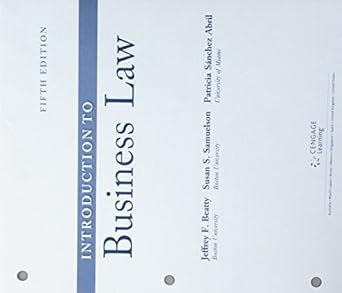 cengage advantage book introduction to business law loose leaf version 5th edition jeffrey f beatty ,susan s