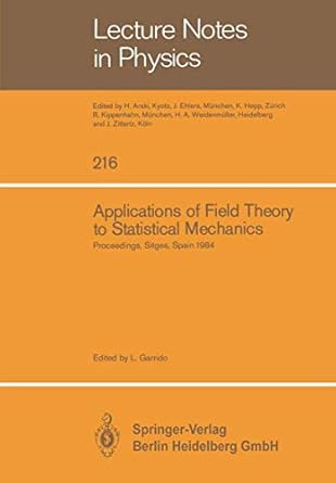 applications of field theory to statistical mechanics proceedings of the sitges conference on statistical