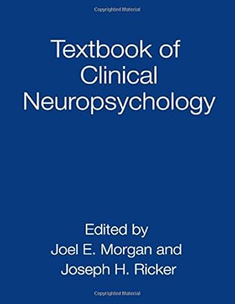 textbook of clinical neuropsychology 1st edition joel e morgan ,joseph h ricker 1841694770, 978-1841694771