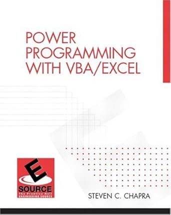 power programming with vba/excel 1st edition steven c chapra 0130473774, 978-0130473776