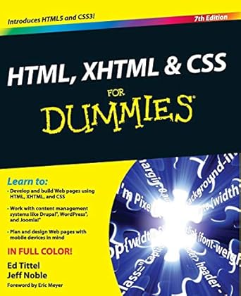 html xhtml and css for dummies 7th edition ed tittel ,jeff noble 0470916591, 978-0470916599