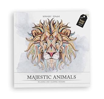 majestic animals colouring books for adults with tear out sheets 1st edition wonder house books 9386538598,