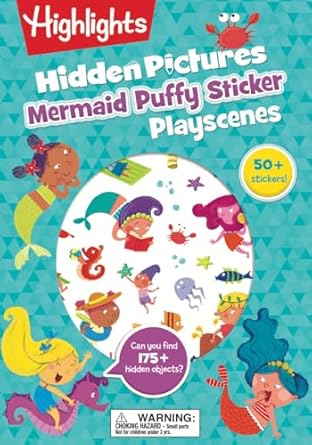 mermaid hidden pictures puffy sticker playscenes best mermaid gift for kids 3 6 with mazes matching games
