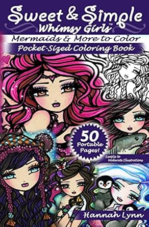 sweet and simple mermaids and more to color pocket sized coloring book 1st edition hannah lynn 1985695286,
