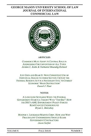 george mason university school of law journal of international commercial law fall 2014 volume 6 fall issue