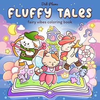 fluffy tales fairy vibes coloring book for adults and teens featuring cute and fuzzy animals in magical