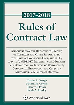 rules of contract law 2017 2018 statutory supplement supplement edition charles l knapp ,nathan m crystal