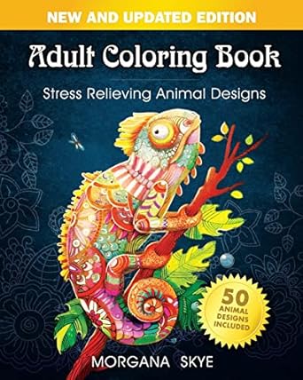 adult coloring book stress relieving animal designs 1st edition morgana skye 1986799190, 978-1986799195