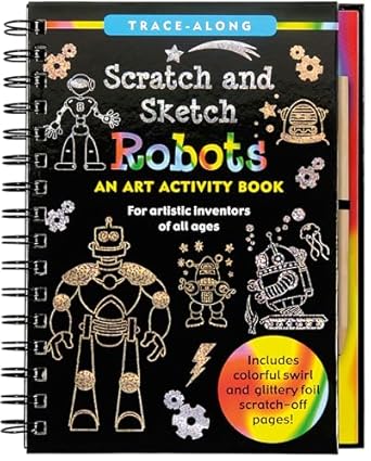 scratch and sketch robots trace along 1st edition peter pauper press 1441318127, 978-1441318121