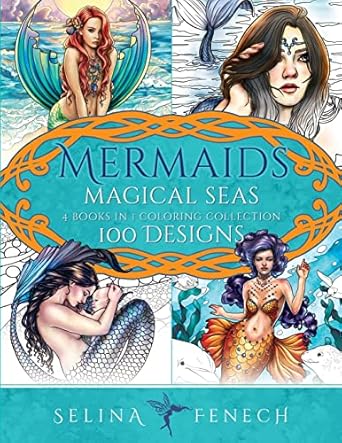 mermaids magical seas coloring collection 100 designs 1st edition selina fenech 1922390585, 978-1922390585
