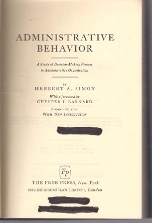 administrative behavior 1st edition herbert simon 0026109905, 978-0026109901