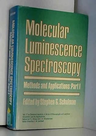 part 1 molecular luminescence spectroscopy methods and applications 1st edition stephen g schulman
