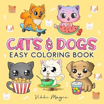 cats and dogs coloring book bold and simple designs for adults toddlers and kids relaxing activity for fun