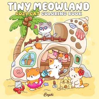 tiny meowland an isometric coloring book for adults and teens featuring adorable cat scenes in miniature