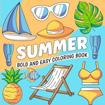 summer coloring book coloring book for adults and kids featuring summer items animals and flowers bold and