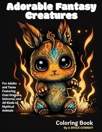 adorable fantasy creatures coloring book for adults and teens featuring cute dragons unicorns and all kinds