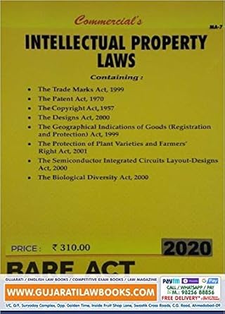 intellectual property laws bare act 2020th edition commercial b0843w5srf