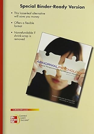 looseleaf for abnormal psychology clinical perspectives on psychological disorders 7th edition susan krauss