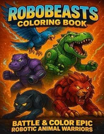 robobeasts coloring book epic robotic animal warriors to color and bring to life 45+ action packed pages to