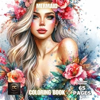 mermaid coloring book 65 pages economic version magical grayscale ocean mermaid fairytale fantasy mermaid