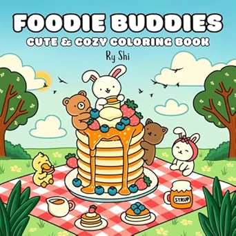foodie buddies a cute and cozy coloring book for teens and adults featuring adorable animals and food little