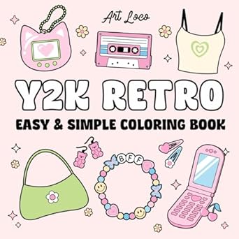 y2k retro coloring book for adults teens and kids bold and easy simple and big designs for relaxation
