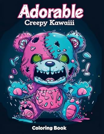 adorable creepy coloring book 50 cute and spooky kawaii monsters gothic creatures and eerie animals 1st