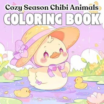 cozy season chibi animals bold and simple coloring book for adults and teens with cozy season cute animals