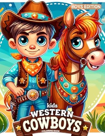 kids western cow coloring book wild west theme ages 4 8 easy to color boys edition magic cbs b0d7cpjspx,