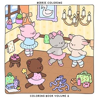 Berrie Coloring Volume 2 Cute And Cozy Coloring Book For Adults And Kids Featuring Easy To Color Animal Illustrations And Adorable Scenes