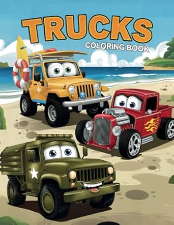 truck coloring book for kids ages 4 8 a collection of 54 unique pages featuring monster trucks fire trucks