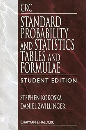 crc standard probability and statistics tables and formulae student edition stephen kokoska 0849300266,